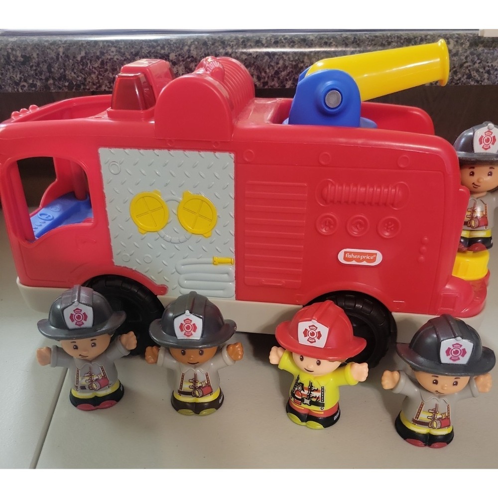 Fisher Price Little People Firetruck toys fireman figures lot